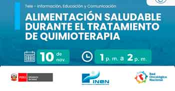  Capacitación online gratis sobre: "Alimentación Saludable durante el tratamiento de Quimioterapia" del INEN