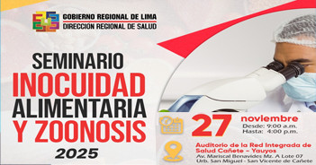  Seminario presencial gratis "Inocuidad alimentaria y Zoonosis 2025" de la Diresa Lima