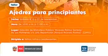  Taller presencial gratis "Ajedrez para principiantes" de la Biblioteca Nacional del Perú