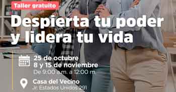  Taller presencial gratis "Despierta tu poder y lidera tu vida" de la Municipalidad de Jesús María
