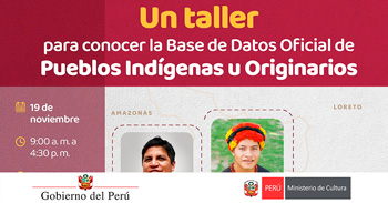  Taller presencial gratis "Identificación y Gestión de Información sobre Pueblos Indígenas u Originarios"  