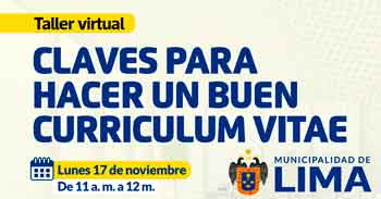  Taller online "Claves para hacer un buen currículum vitae" de la Municipalidad de Lima