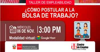  Taller online: “¿Como postular a la bolsa de trabajo?” del Centro de Empleo Tacna