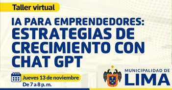  Taller online "IA para emprendedores: Estrategias de crecimiento con Chat GPT" del Desarrollo Económico MML