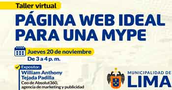  Taller online "Página web ideal para una mype" de la Municipalidad de lima