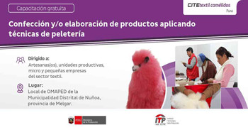  Capacitación presencial "Confección y elaboración de productos aplicando técnicas de peletería" 