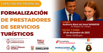  Capacitación presencial gratuito "Formalización para Prestadores de Servicios Turísticos"  