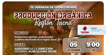  Capacitación presencial gratis "Producción Orgánica" del Gobierno Regional de Tacna