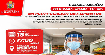  Capacitación presencial "Manipulación de alimentos y sesión educativa de lavado de manos"