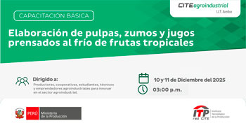   Capacitación online "Elaboración de pulpas, zumos y jugos prensados al frío de frutas tropicales" 