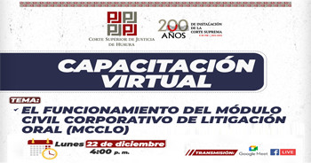  Capacitación online "El Funcionamiento del Módulo Civil Corporativo de Litigación Oral (MCCLO)" 
