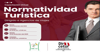Capacitación virtual gratuita "Normatividad Turística" de la Dircetur Ica