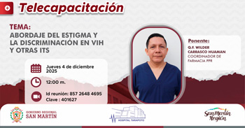  Capacitación online gratis "Abordaje del Estigma y la Discriminación en VIH y otras ITS" del MINSA