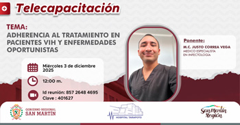  Capacitación online gratis "Adherencia al tratamiento en pacientes VIH y enfermedades oportunistas" 
