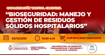  Capacitación online gratis "Bioseguridad: manejo y gestión de residuos sólidos hospitalarios"