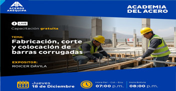  Capacitación online gratis "Fabricación, corte y colocación de barras corrugadas" de Aceros Arequipa