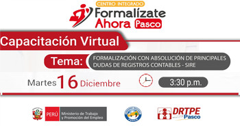 Capacitación online gratis "Formalización con absolución de principales dudas de registros contables - SIRE"