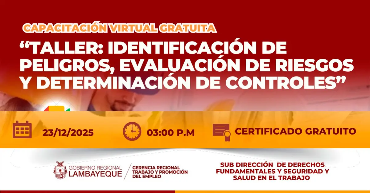  Capacitación online gratis "Identificación de peligros, evaluación de riesgos y determinación de controles"