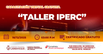 Capacitación online gratis "IPERC" de la GRTPE Lambayeque