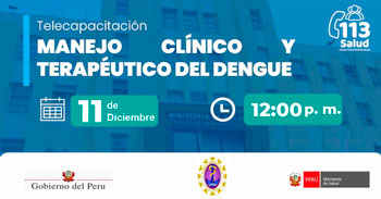  Capacitación online gratis "Manejo clínico y terapéutico del dengue"  de la Dirección Regional de Salud de Ica