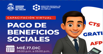  Capacitación online gratis "Pago de Beneficios Sociales" de la DRTPE Callao