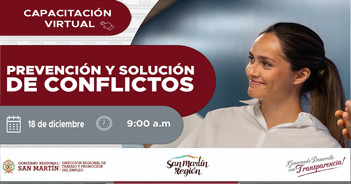 Capacitación online gratis "Prevención y Solución de Conflictos"  de la DRTPE de San Martín