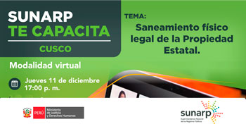 Capacitación online gratis "Saneamiento físico legal de la Propiedad Estatal" de la SUNARP