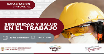 Capacitación online gratis "Seguridad y Salud en el Trabajo" de la DRTPE de San Martín