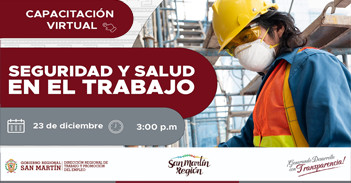  Capacitación online gratis "Seguridad y Salud en el Trabajo" de la DRTPE de San Martín