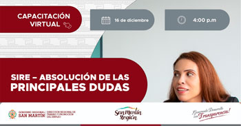 Capacitación online gratis "SIRE - Absolución de las principales dudas" de la DRTPE de San Martín
