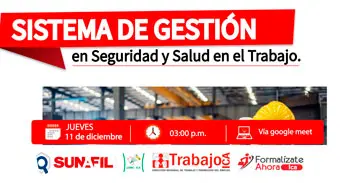 Capacitación online gratis "El Sistema de Gestión en Seguridad y Salud en el Trabajo" de la DRTPE de Ica