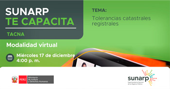  Capacitación online gratis "Tolerancias catastrales registrales" de la SUNARP