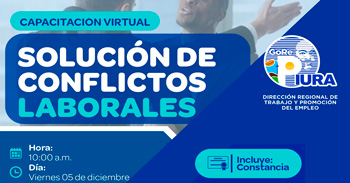  Capacitación online "Solución de conflictos laborales" de la DRTPE Piura