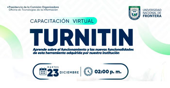  Capacitación online "TURNITIN" de la Universidad Nacional de Frontera