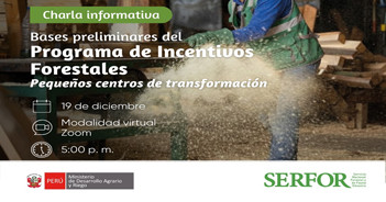  Charla online "Bases preliminares del Programa de Incentivos Forestales" del SERFOR