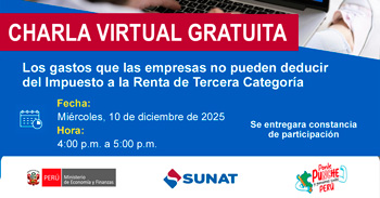  Charla online "Gastos que las empresas no pueden deducir del Impuesto a la Renta de Tercera Categoría"  