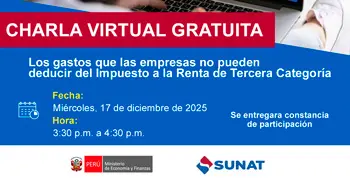  Charla online "Gastos que las empresas no pueden deducir del Impuesto a la Renta de Tercera Categoría"  