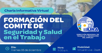  Charla online gratis "Formación del comité de seguridad y salud en el trabajo" de la DRTPE Piura
