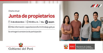  Charla online gratis "Junta de propietarios" del MTPE