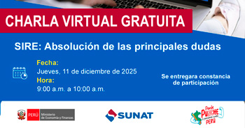  Charla online gratis "SIRE: Absolución de las principales dudas" de la SUNAT