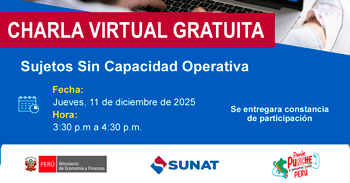  Charla online gratis "Sujetos Sin Capacidad Operativa" de la SUNAT