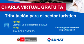 Charla online gratis "Tributación para el sector turistico" de la SUNAT