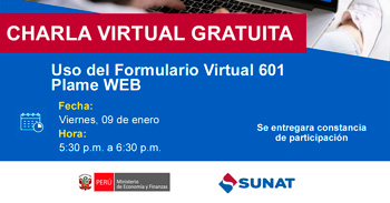 Charla online gratis "Uso del Formulario Virtual 601 - Plame WEB" de la SUNAT