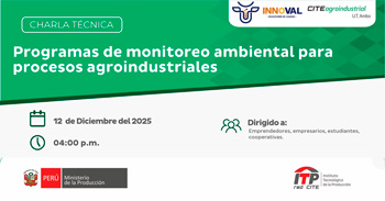  Charla online "Programas de monitoreo ambiental para procesos agroindustriales". 