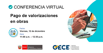 Conferencia online gratis "Pago de valorizaciones en obras" del OECE