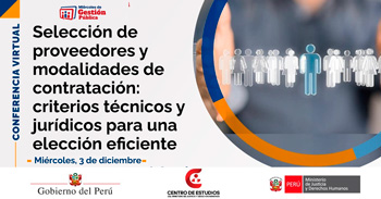 Conferencia online "Selección de proveedores y modalidades de contratación" del MINJUSDH