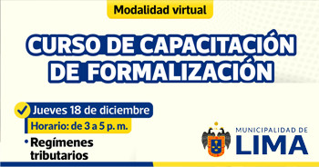  Curso online "Formalización - Regímenes tributarios" del Desarrollo Económico MML