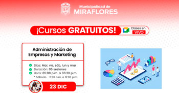  Curso online gratis "Administración de Empresas y Marketing" de la Municipalidad de Miraflores Arequipa