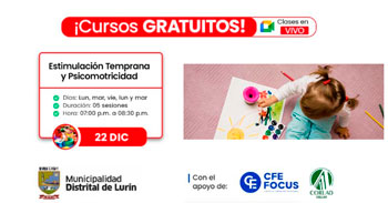  Curso online gratis "Estimulación temprana y psicomotricidad" de la Municipalidad de Lurín