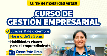  Curso online gratis "Gestión Empresarial" de la Municipalidad de lima